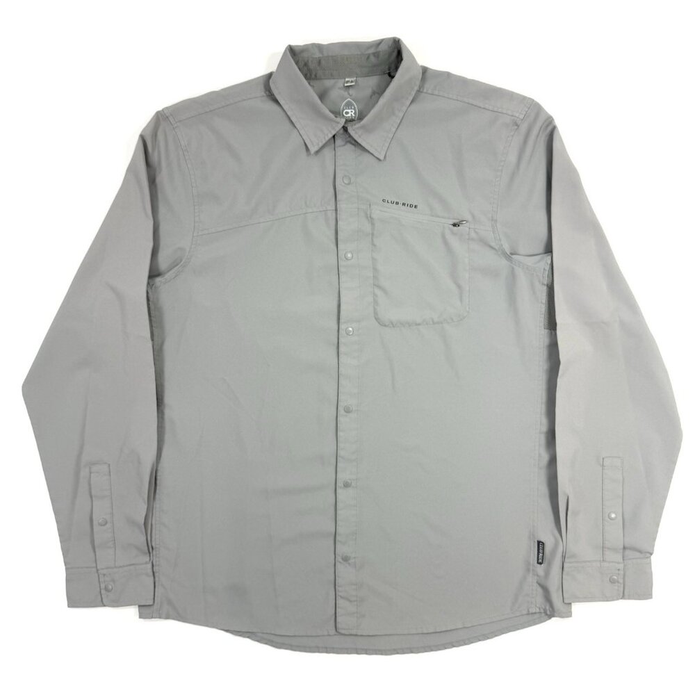 Club Ride Mens Shirt Snap Long Sleeve Size XL Performance Vented Pocket Biking